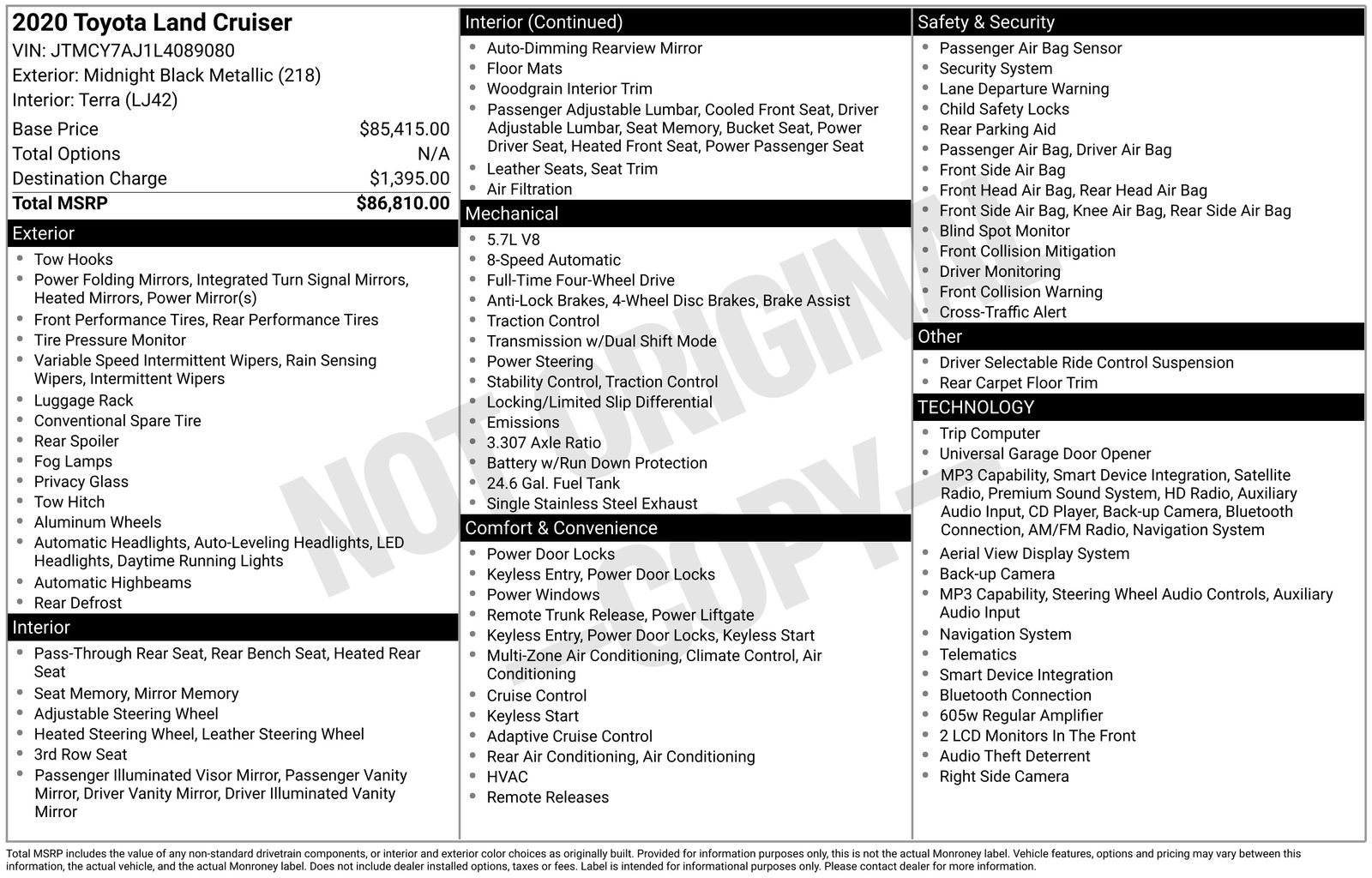 toyota land cruiser 2020 JTMCY7AJ1L4089080 image toyota land cruiser 2020 JTMCY7AJ1L4089080 image